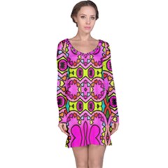 Abstract Background Pattern Long Sleeve Nightdress by Vaneshart