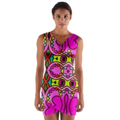 Abstract Background Pattern Wrap Front Bodycon Dress