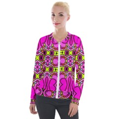 Abstract Background Pattern Velour Zip Up Jacket by Vaneshart