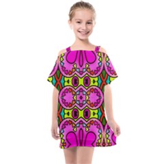 Abstract Background Pattern Kids  One Piece Chiffon Dress