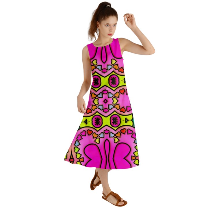 Abstract Background Pattern Summer Maxi Dress