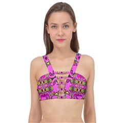 Abstract Background Pattern Cage Up Bikini Top