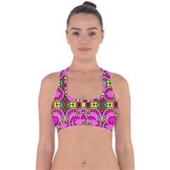 Abstract Background Pattern Cross Back Hipster Bikini Top 