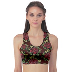 Flower Seamless Tile Background Sports Bra by Vaneshart