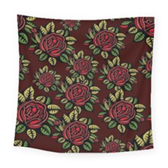 Flower Seamless Tile Background Square Tapestry (large)