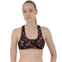 Flower Seamless Tile Background Criss Cross Racerback Sports Bra by Vaneshart