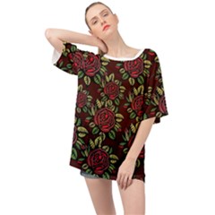 Flower Seamless Tile Background Oversized Chiffon Top