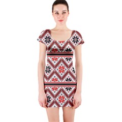 Folklore Ethnic Pattern Background Short Sleeve Bodycon Dress by Vaneshart