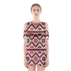 Folklore Ethnic Pattern Background Shoulder Cutout One Piece Dress by Vaneshart