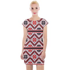 Folklore Ethnic Pattern Background Cap Sleeve Bodycon Dress by Vaneshart