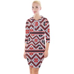 Folklore Ethnic Pattern Background Quarter Sleeve Hood Bodycon Dress by Vaneshart