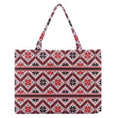 Folklore Ethnic Pattern Background Zipper Medium Tote Bag by Vaneshart