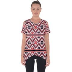 Folklore Ethnic Pattern Background Cut Out Side Drop Tee by Vaneshart