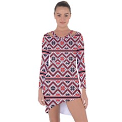 Folklore Ethnic Pattern Background Asymmetric Cut-out Shift Dress by Vaneshart