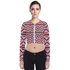 Folklore Ethnic Pattern Background Long Sleeve Zip Up Bomber Jacket by Vaneshart