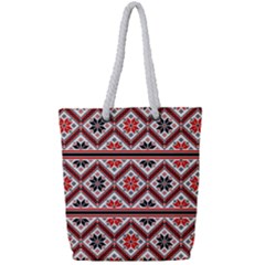 Folklore Ethnic Pattern Background Full Print Rope Handle Tote (small) by Vaneshart