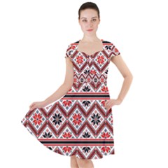 Folklore Ethnic Pattern Background Cap Sleeve Midi Dress by Vaneshart