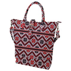 Folklore Ethnic Pattern Background Buckle Top Tote Bag by Vaneshart