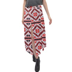 Folklore Ethnic Pattern Background Velour Split Maxi Skirt