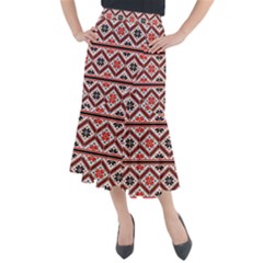 Folklore Ethnic Pattern Background Midi Mermaid Skirt