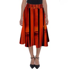 Orange Seamless Bamboo Background Perfect Length Midi Skirt by Vaneshart