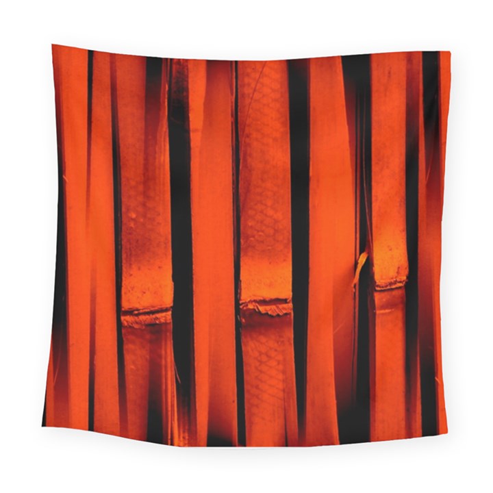 Orange Seamless Bamboo Background Square Tapestry (Large)