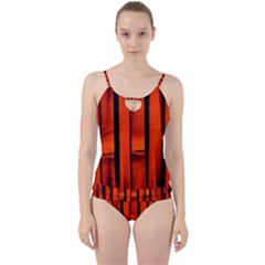 Orange Seamless Bamboo Background Cut Out Top Tankini Set by Vaneshart