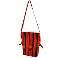 Orange Seamless Bamboo Background Folding Shoulder Bag by Vaneshart