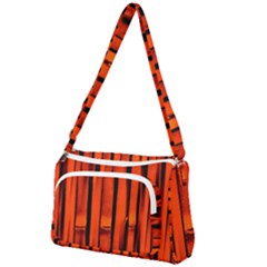 Orange Seamless Bamboo Background Front Pocket Crossbody Bag by Vaneshart