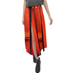 Orange Seamless Bamboo Background Velour Split Maxi Skirt