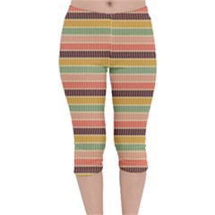 Vintage Stripes Lines Background Velvet Capri Leggings 