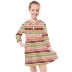 Vintage Stripes Lines Background Kids  Quarter Sleeve Shirt Dress by Vaneshart