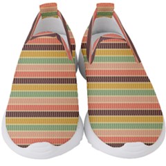 Vintage Stripes Lines Background Kids  Slip On Sneakers by Vaneshart