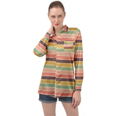 Vintage Stripes Lines Background Long Sleeve Satin Shirt