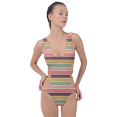 Vintage Stripes Lines Background Side Cut Out Swimsuit