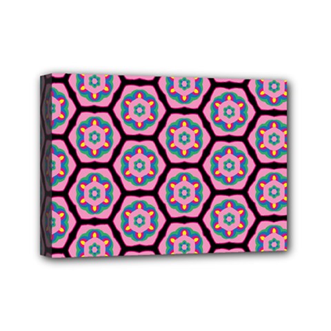 Background Pattern Tile Flower Mini Canvas 7  X 5  (stretched) by Vaneshart