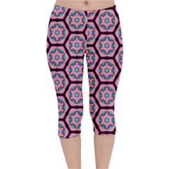 Background Pattern Tile Flower Velvet Capri Leggings 