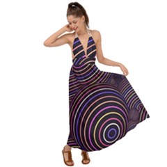 Abtract Colorful Spheres Backless Maxi Beach Dress