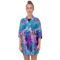 Background Texture Pattern Half Sleeve Chiffon Kimono by Vaneshart