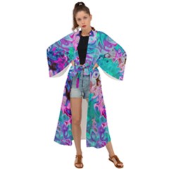 Background Texture Pattern Maxi Kimono