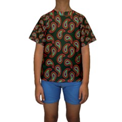 Seamless Paisley Pattern Kids  Short Sleeve Swimwear by Vaneshart