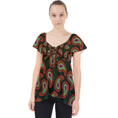 Seamless Paisley Pattern Lace Front Dolly Top by Vaneshart