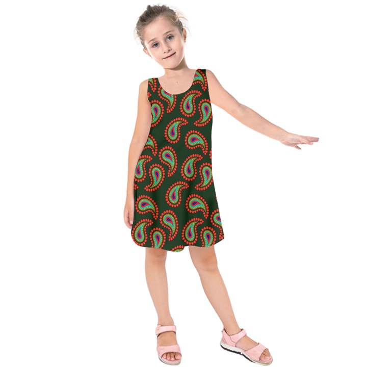 Seamless Paisley Pattern Kids  Sleeveless Dress