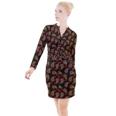 Seamless Paisley Pattern Button Long Sleeve Dress by Vaneshart