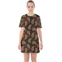 Seamless Paisley Pattern Sixties Short Sleeve Mini Dress View1