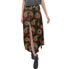 Seamless Paisley Pattern Velour Split Maxi Skirt