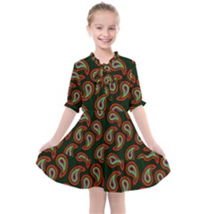 Seamless Paisley Pattern Kids  All Frills Chiffon Dress