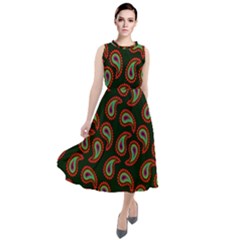 Seamless Paisley Pattern Round Neck Boho Dress