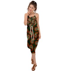 Seamless Paisley Pattern Waist Tie Cover Up Chiffon Dress