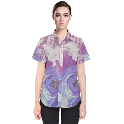 Floral Vintage Wallpaper Pattern Women s Short Sleeve Shirt by Vaneshart